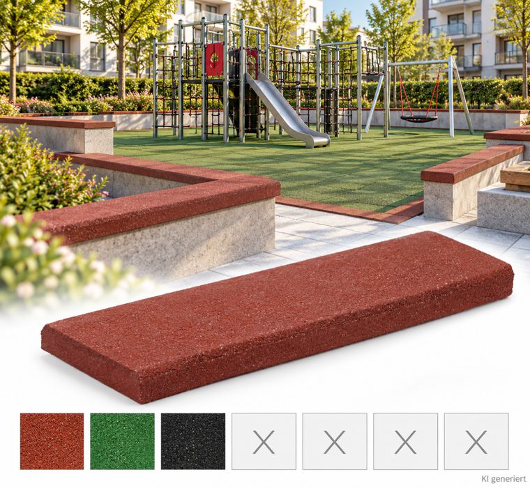 Rubber edge cover in red, green, and black